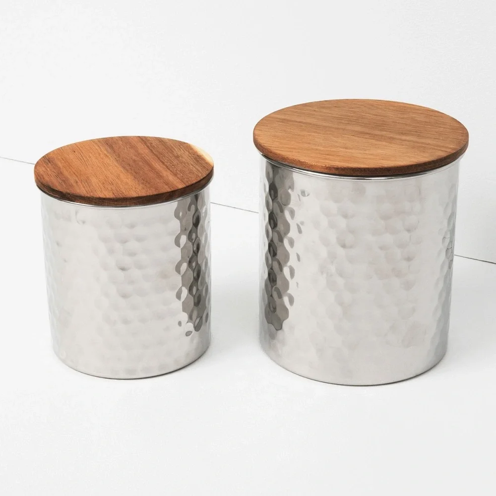 🌸UNCOMMON JAMES Hammered Silver Canisters🌸 - Picture 2 of 5